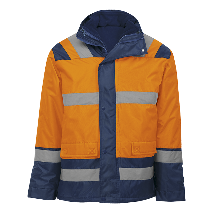 4-In-1 Jacket High Visibility Safety Orange/Navy / SML / Regular