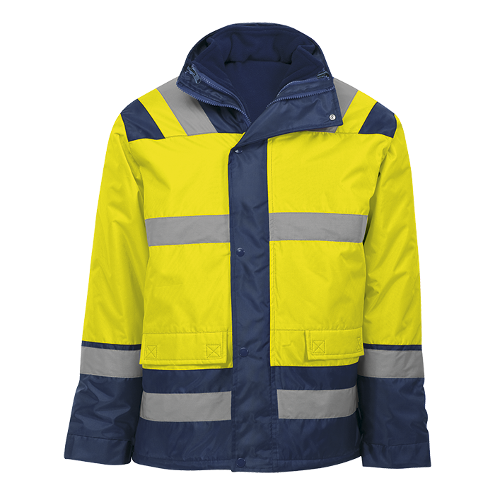 4-In-1 Jacket High Visibility Safety Yellow/Navy / SML / Regular