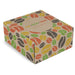 Corrugated cardboard gift box shown in a closed position and custom branded.