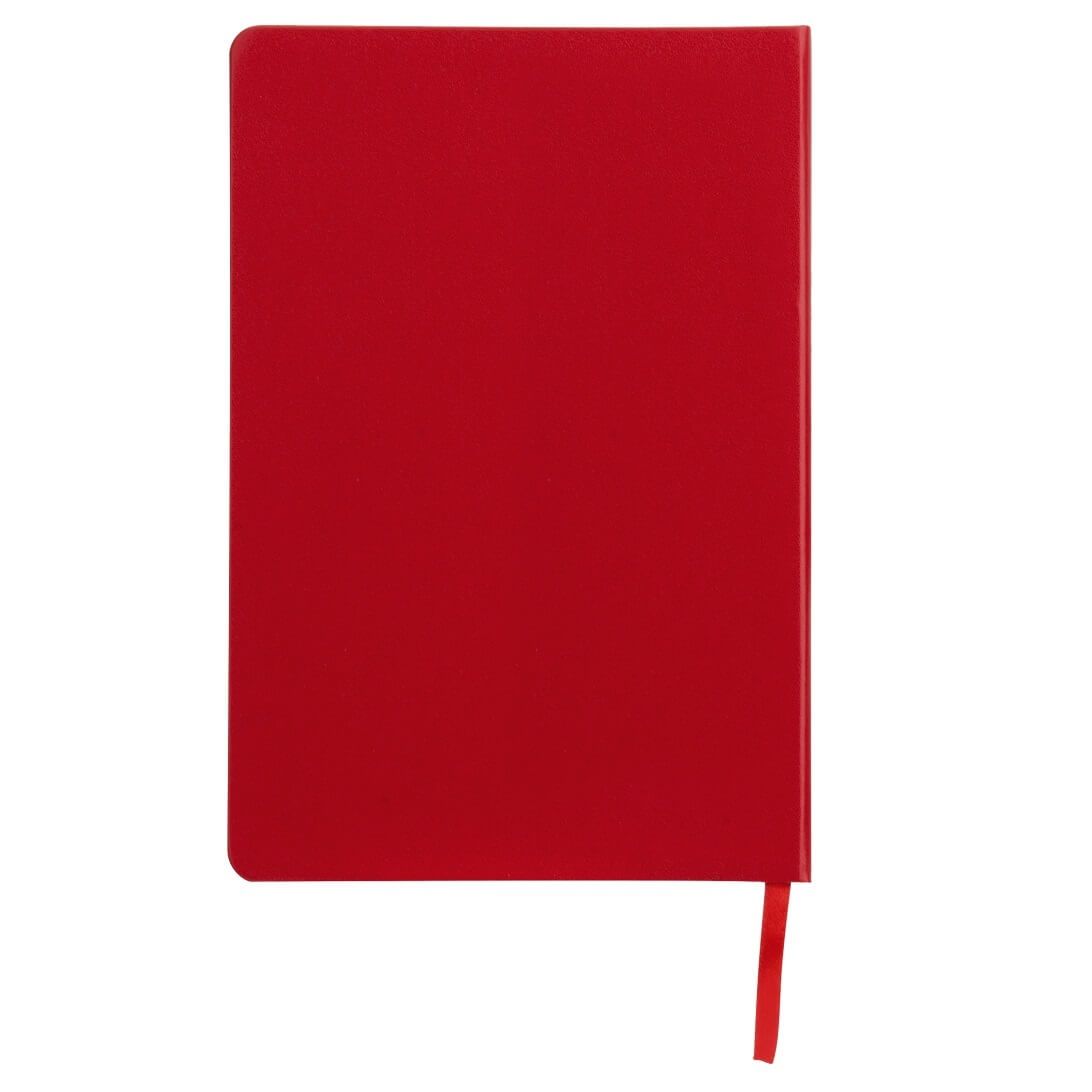 Back view of a red notebook