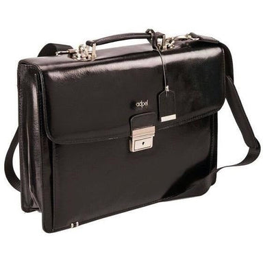 Italian-Style Fab Laptop Leather Briefcase-Briefcases-Black