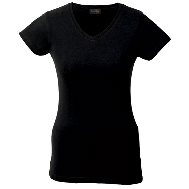 Ladies 170g Slim Fit V-Neck T-Shirt  Black / XS / 