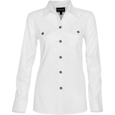 Ladies Long Sleeve Oryx Bush Shirt - White Only-