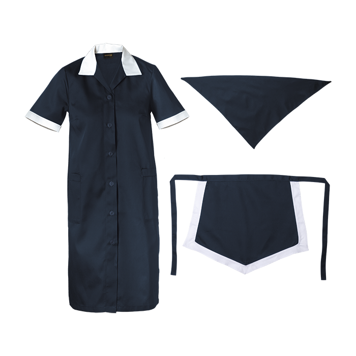 Ladies Poly Cotton 3 Piece Set Navy/White / XS / Regular - Service and Beauty