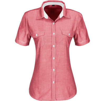 Ladies Short Sleeve Windsor Shirt - Red Only-2XL-Red-R