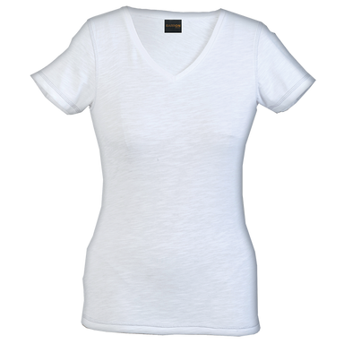 Ladies Slub V Neck T-Shirt  White / XS / Last Buy 