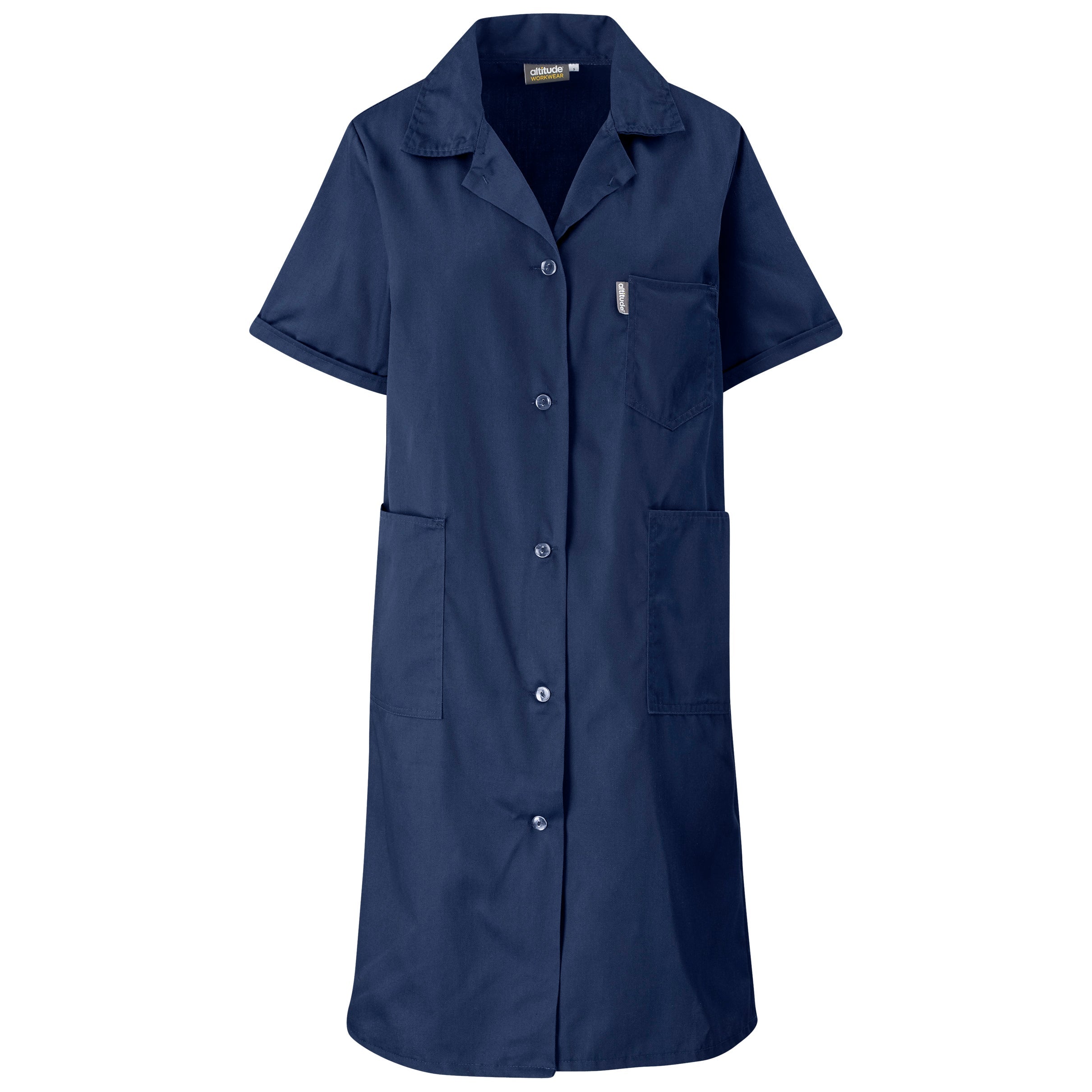 Marriot Polycotton Housecoat-Work Safety Protective Gear-L-Navy-N