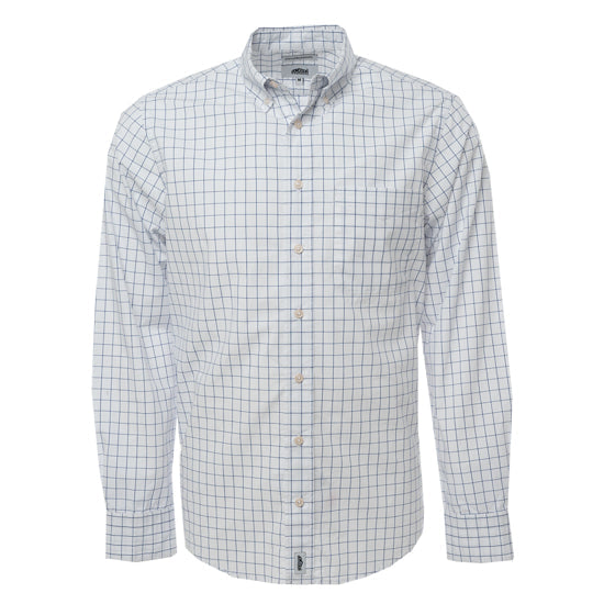 Mens Long Sleeve Broadcloth Work Shirt White/Blue Check / 3XL - High Grade Shirts