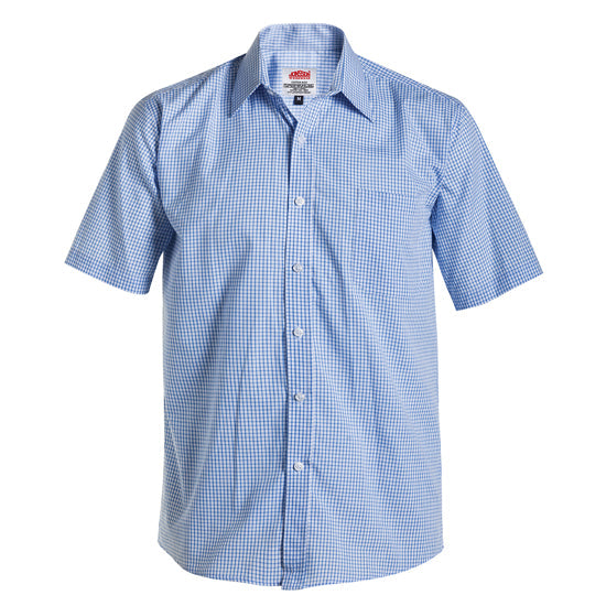 Men’s Short Sleeve Shirt Office Work Shirts Blue Check / 4XL - High Grade
