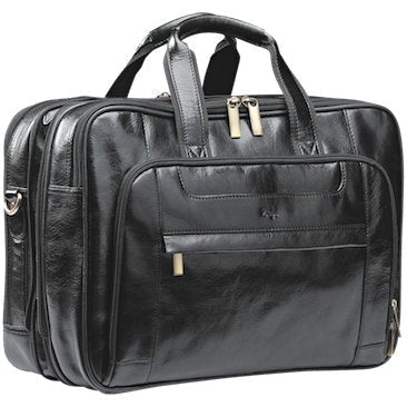 Nevada Italian Leather Computer Bag | Black-