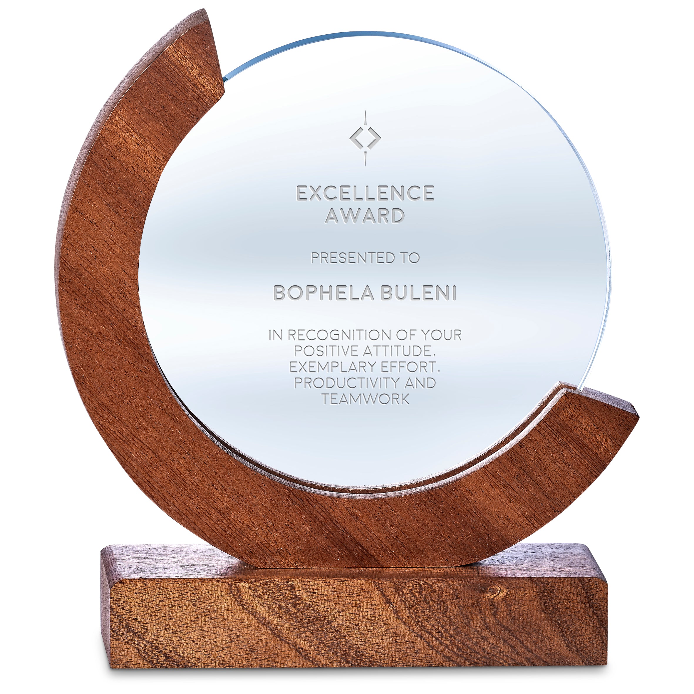 Reverence Achievement Award - Premium Optical Glass and Wood
