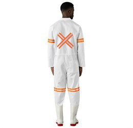 Safety Polycotton Boiler Suit - Reflective Arms Legs & Back - Orange Tape-