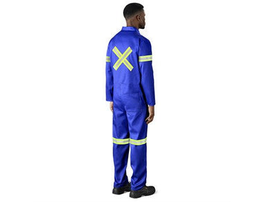 Safety Polycotton Boiler Suit - Reflective Arms Legs & Back - Yellow Tape-