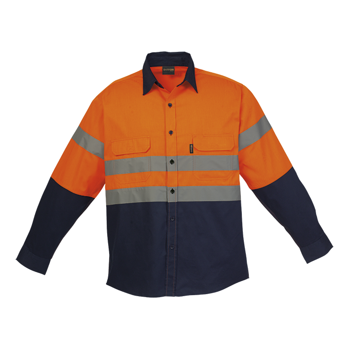 Shaft Safety Shirt Long Sleeve  Navy/Orange / SML / 