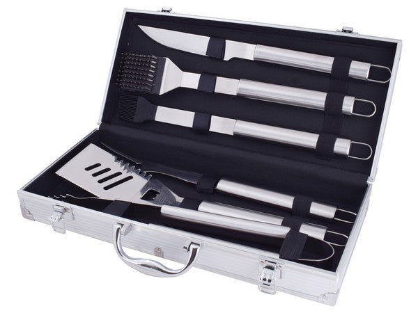 Stainless Steel Braai Set in Aluminium Carry Case