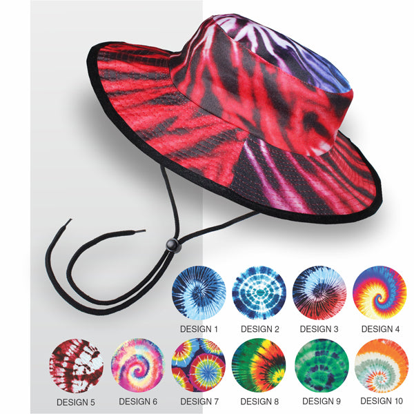 Tie Dye Round Bucket Hat with Full Colour print