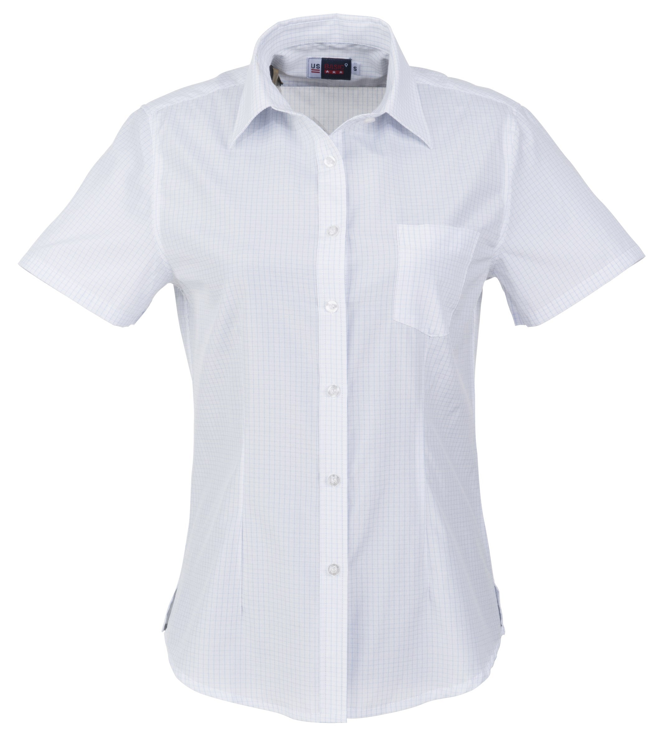 Ladies Short Sleeve Huntington Shirt  - White Black
