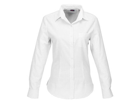 Ladies Long Sleeve Huntington Shirt  - White Black