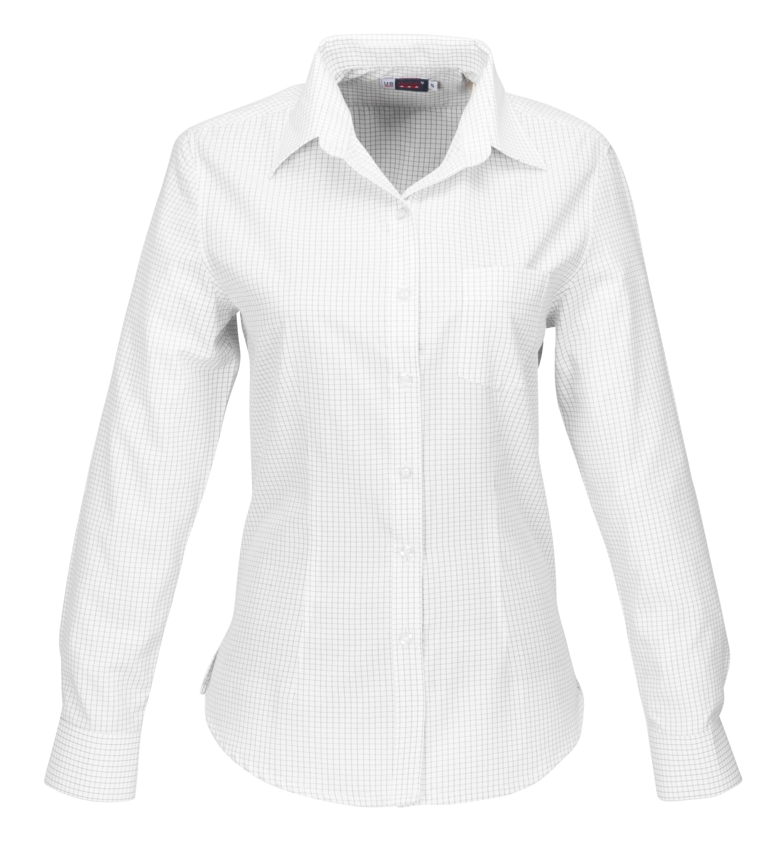 Ladies Long Sleeve Huntington Shirt  - White Black