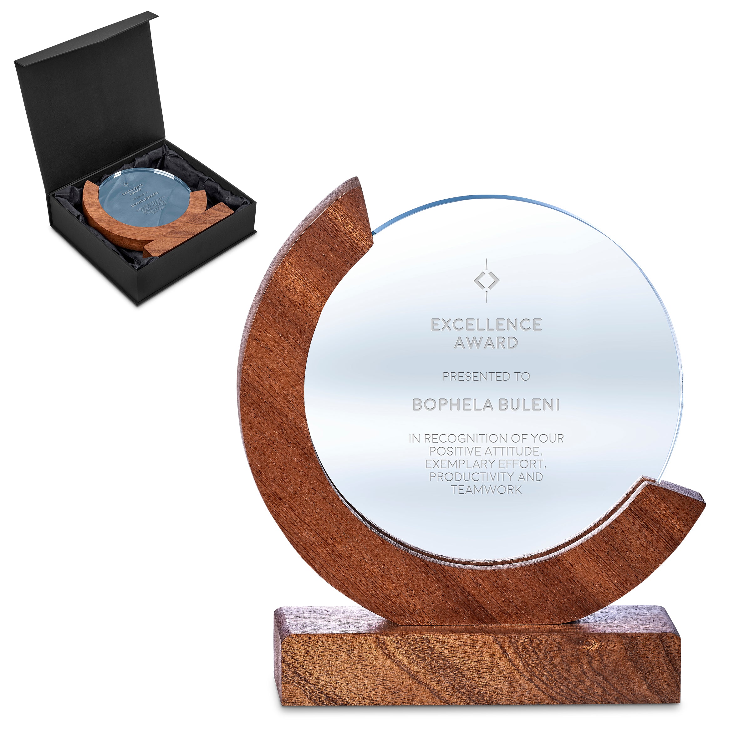 Reverence Achievement Award - Premium Optical Glass and Wood