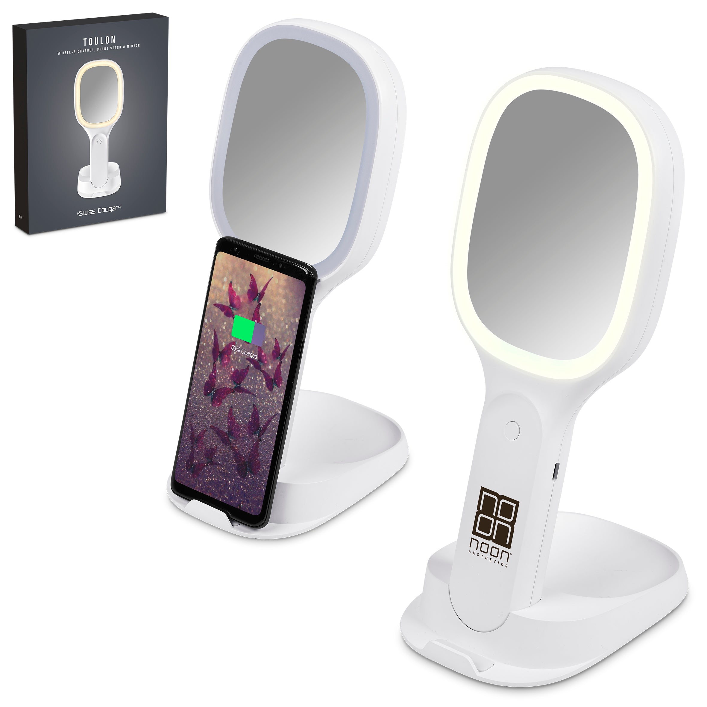Toulon Wireless Charger, Phone Stand & Portable Mirror