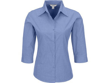 Ladies 3/4 Sleeve Micro Check Shirt-