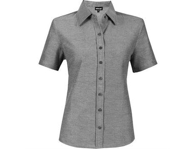 Ladies Short Sleeve Oxford Shirt - Charcoal Only-