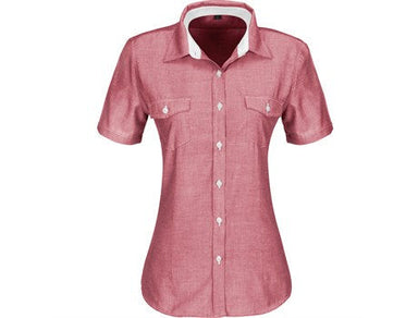 Ladies Short Sleeve Windsor Shirt - Red Only-