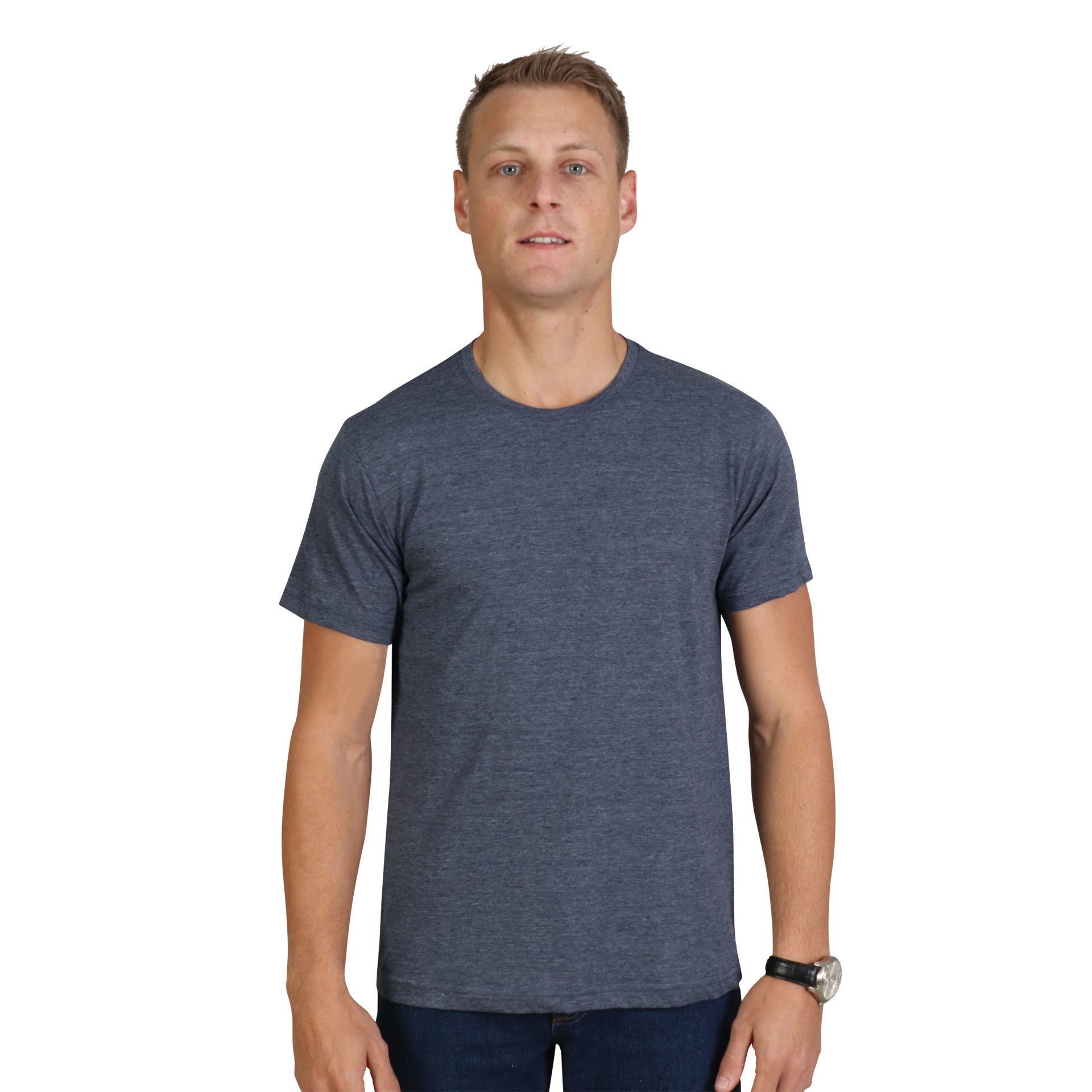 150g Fashion Fit T-Shirt Ash Navy Melange / 3XL