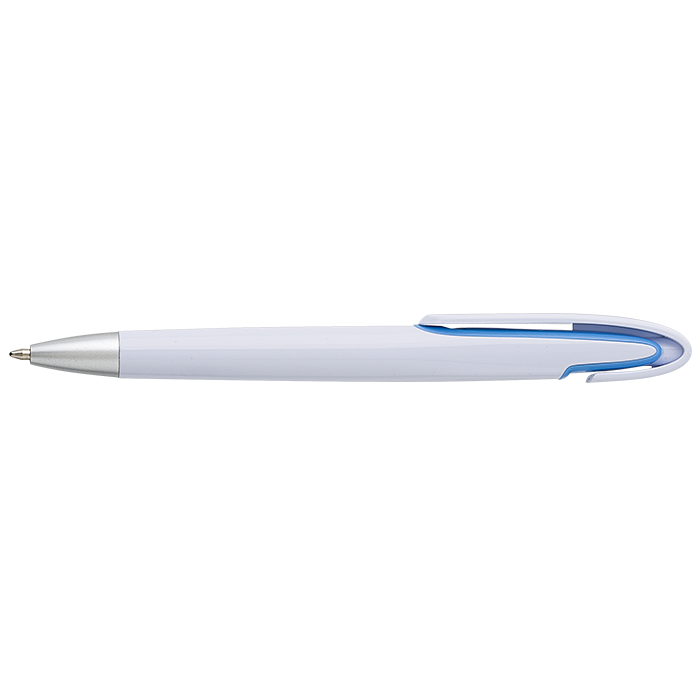 Rounded Clip Ballpoint Pen With White Barrel