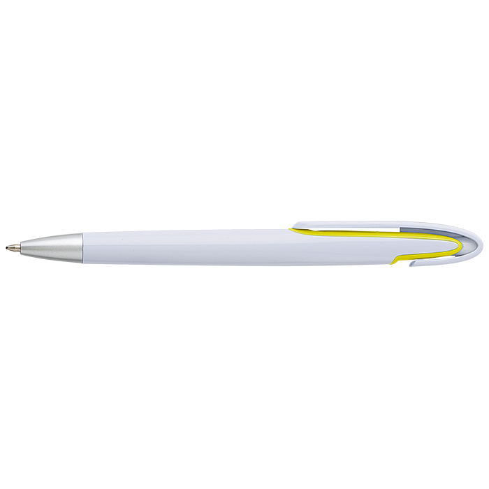 Rounded Clip Ballpoint Pen With White Barrel