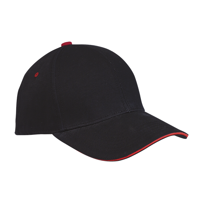 6 Panel Single Jersey Cap Black/Red / STD / Last Buy - Caps