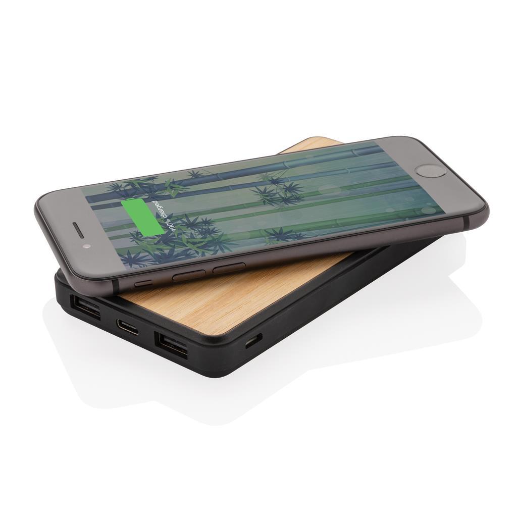 Bamboo Anti-microbial Wireless Powerbank Charging Mobile phone Wirelessly