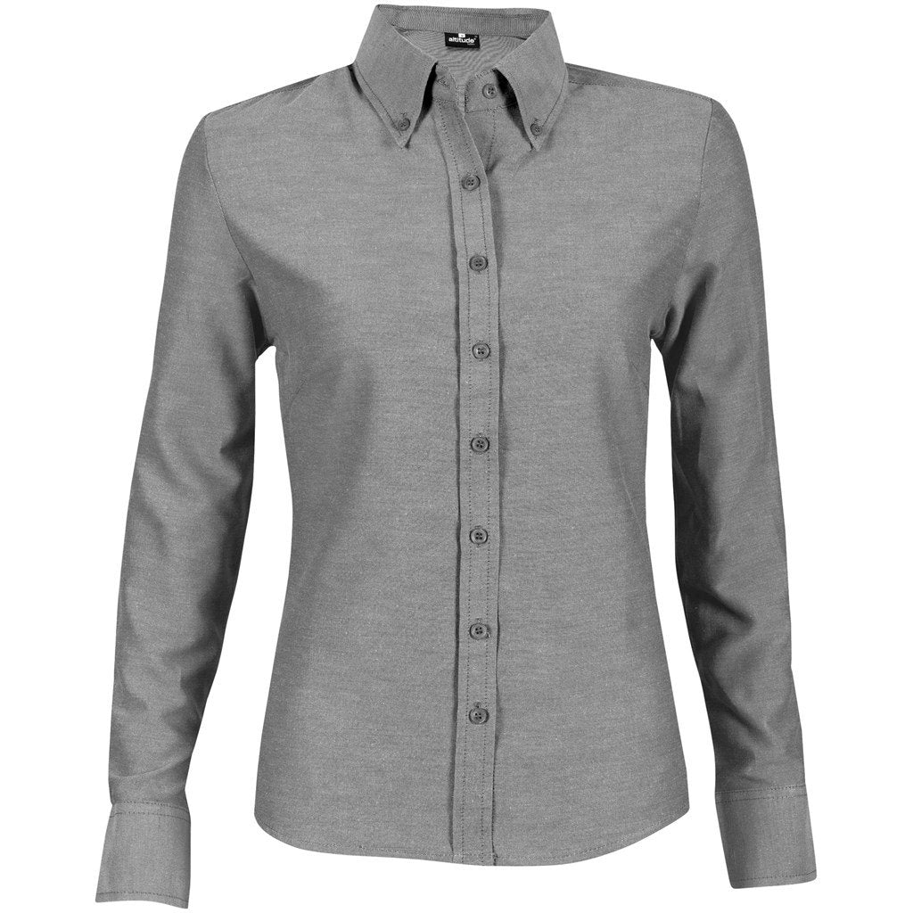 Ladies Long Sleeve Oxford Shirt  - Charcoal