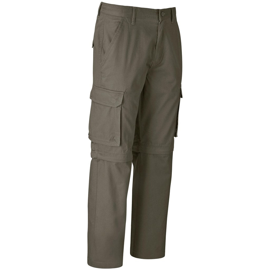 Mens Cargo Zip Off Pants  - Brown