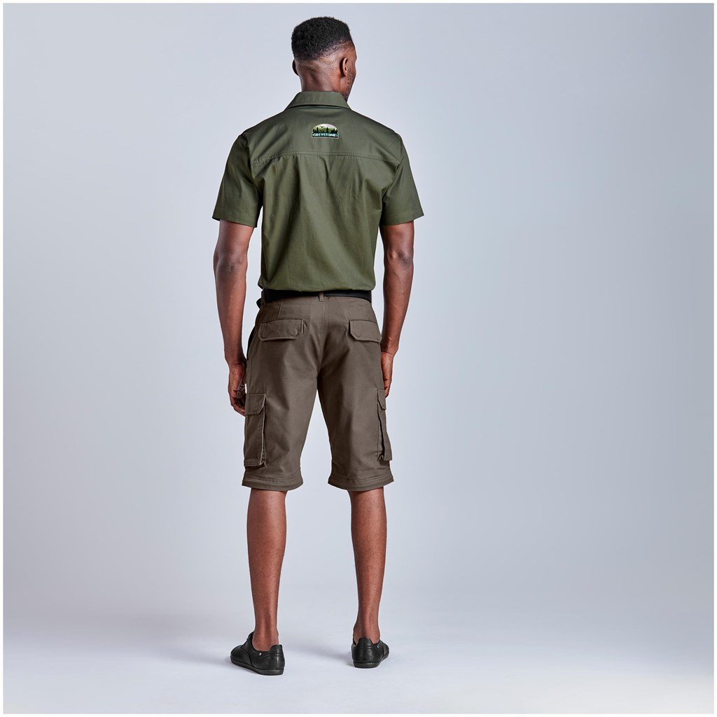 Mens Cargo Zip Off Pants  - Brown