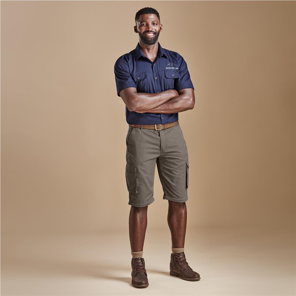 Mens Cargo Zip Off Pants  - Brown