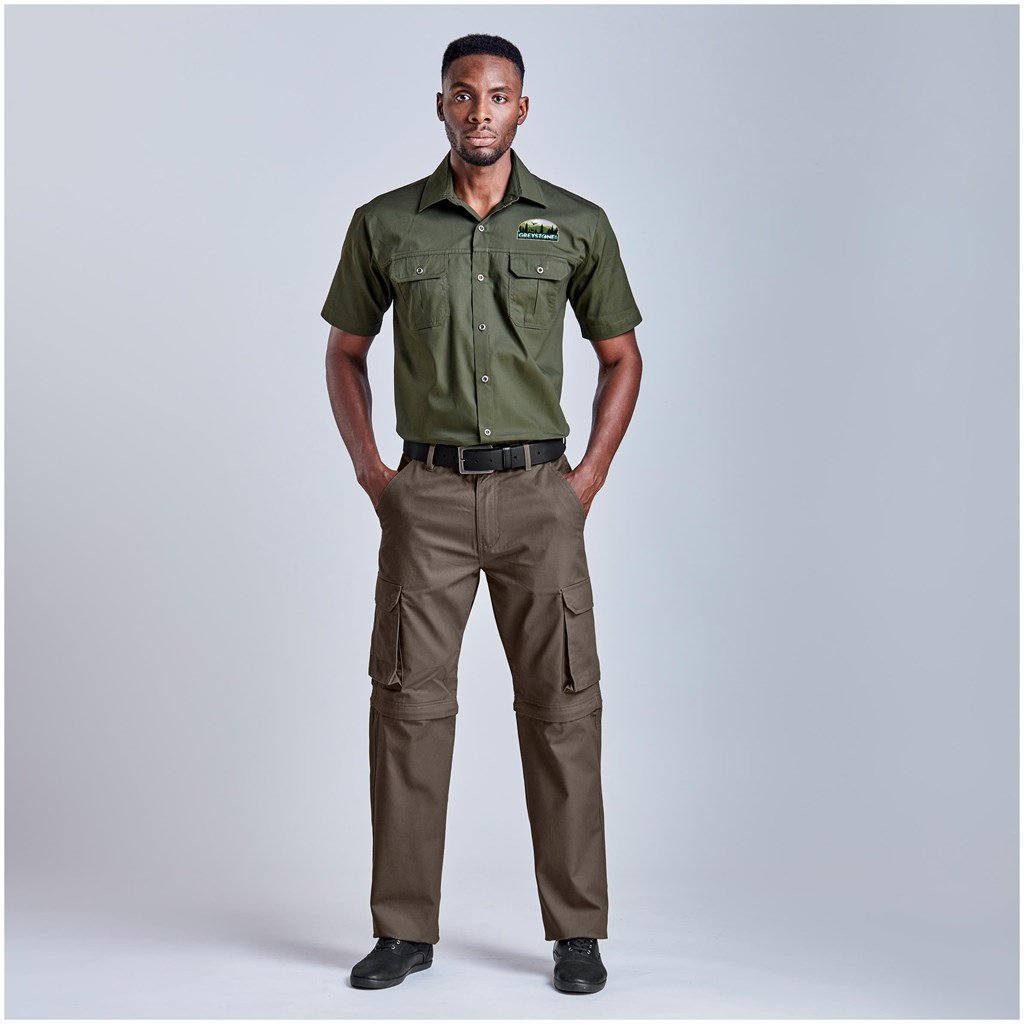 Mens Cargo Zip Off Pants  - Brown