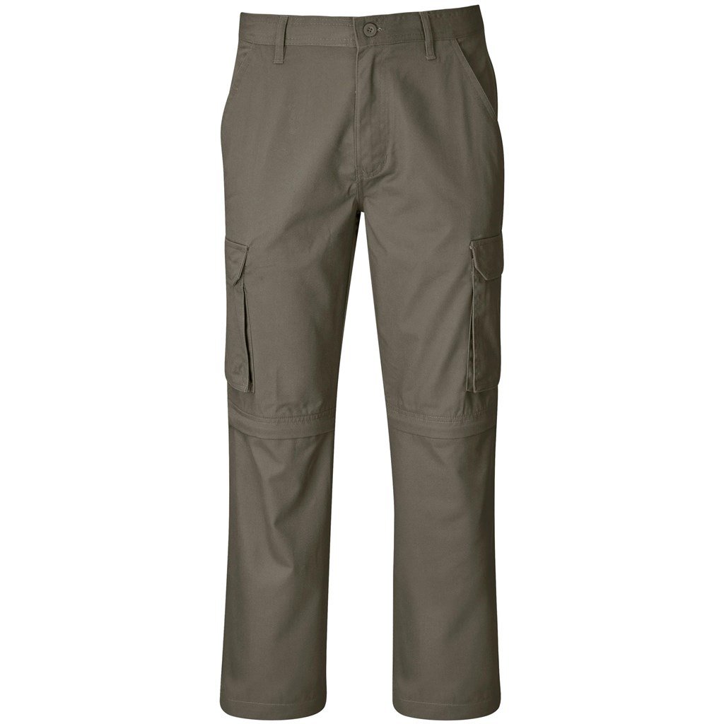 Mens Cargo Zip Off Pants  - Brown