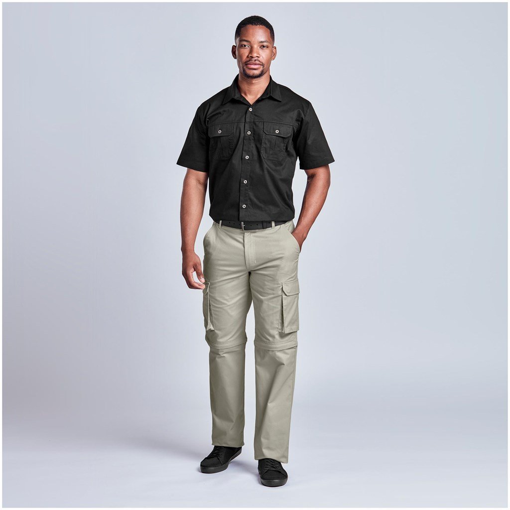 Mens Cargo Zip Off Pants  - Brown