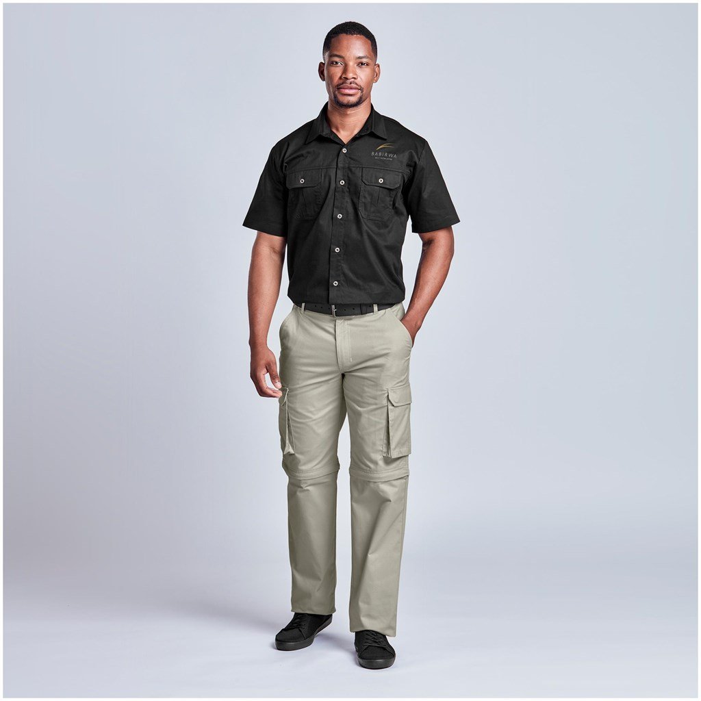 Mens Cargo Zip Off Pants  - Brown
