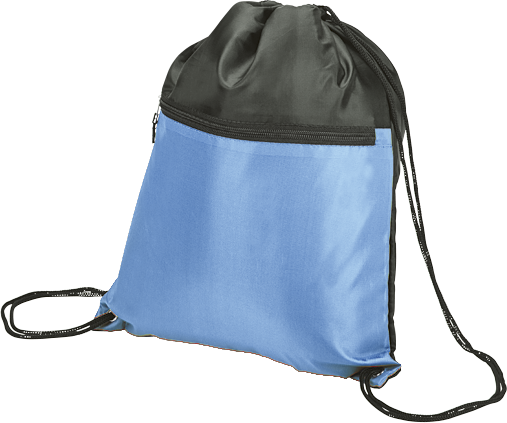 Drawstring Sport Bag with Zip Pocket 210D