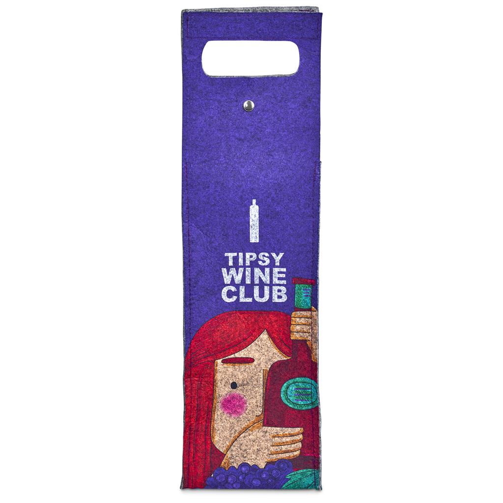 Custom Velto RPET Felt Single Wine Bottle Carrier