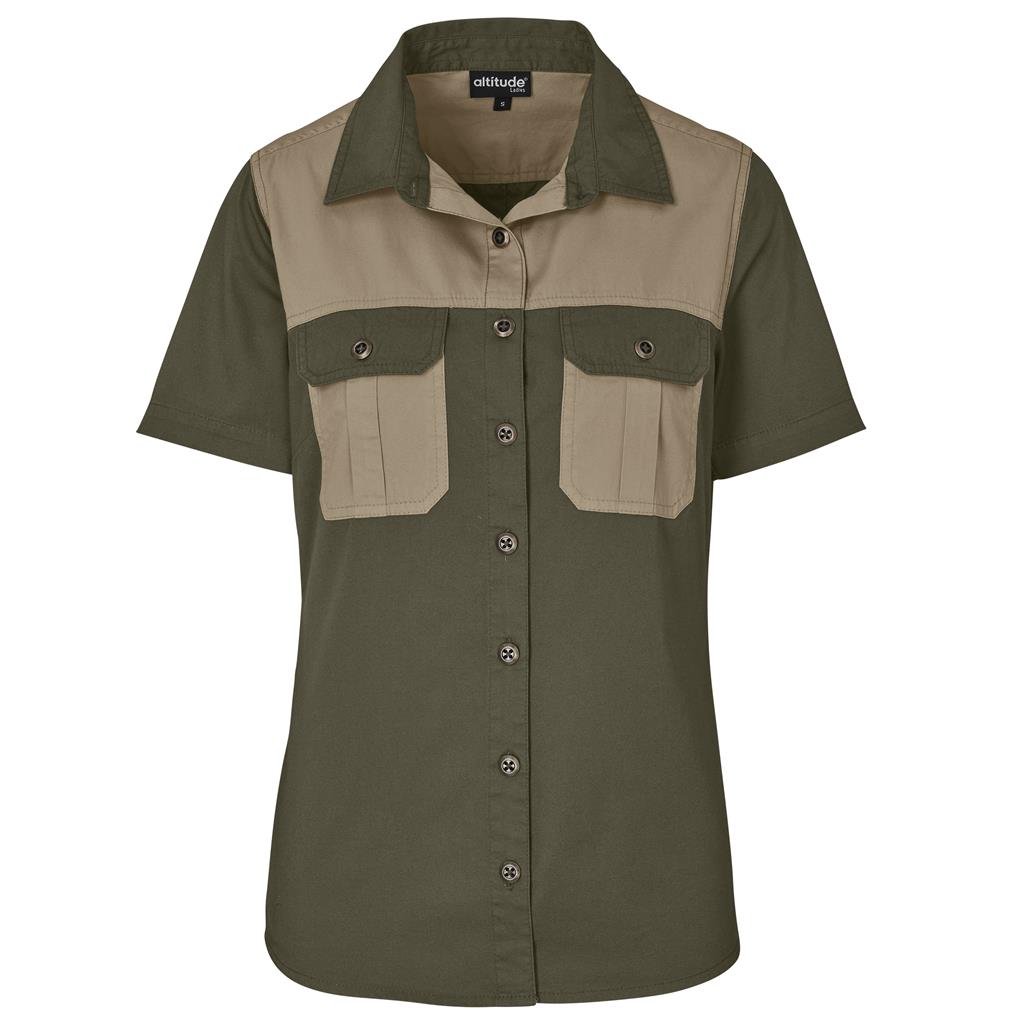 Ladies Short Sleeve Serengeti 2-Tone Bush Shirt