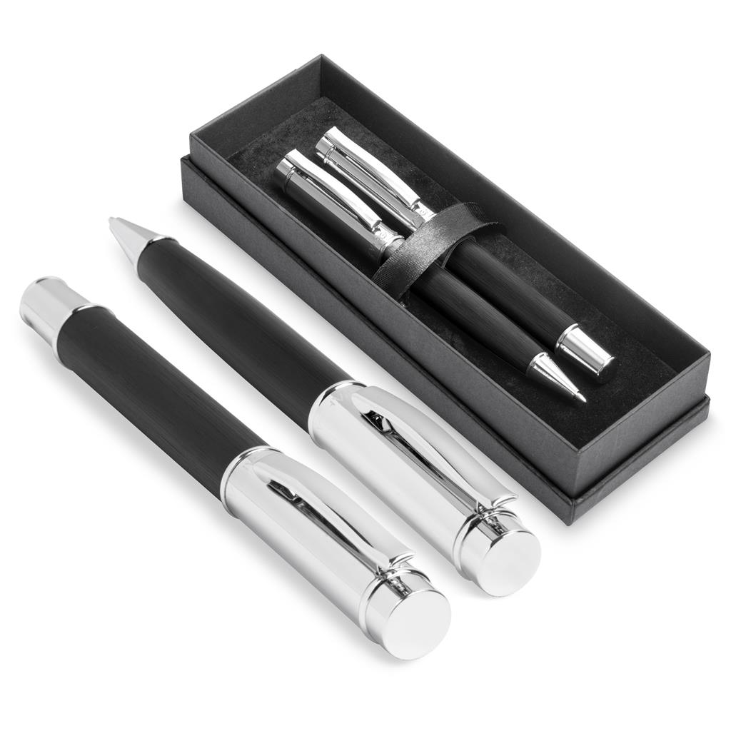 Volans Ball Pen & Rollerball Set  - Black