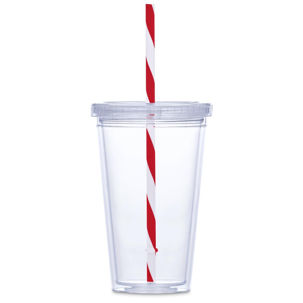 Malibu Double-Wall Plastic Tumbler & Straw - 470ml