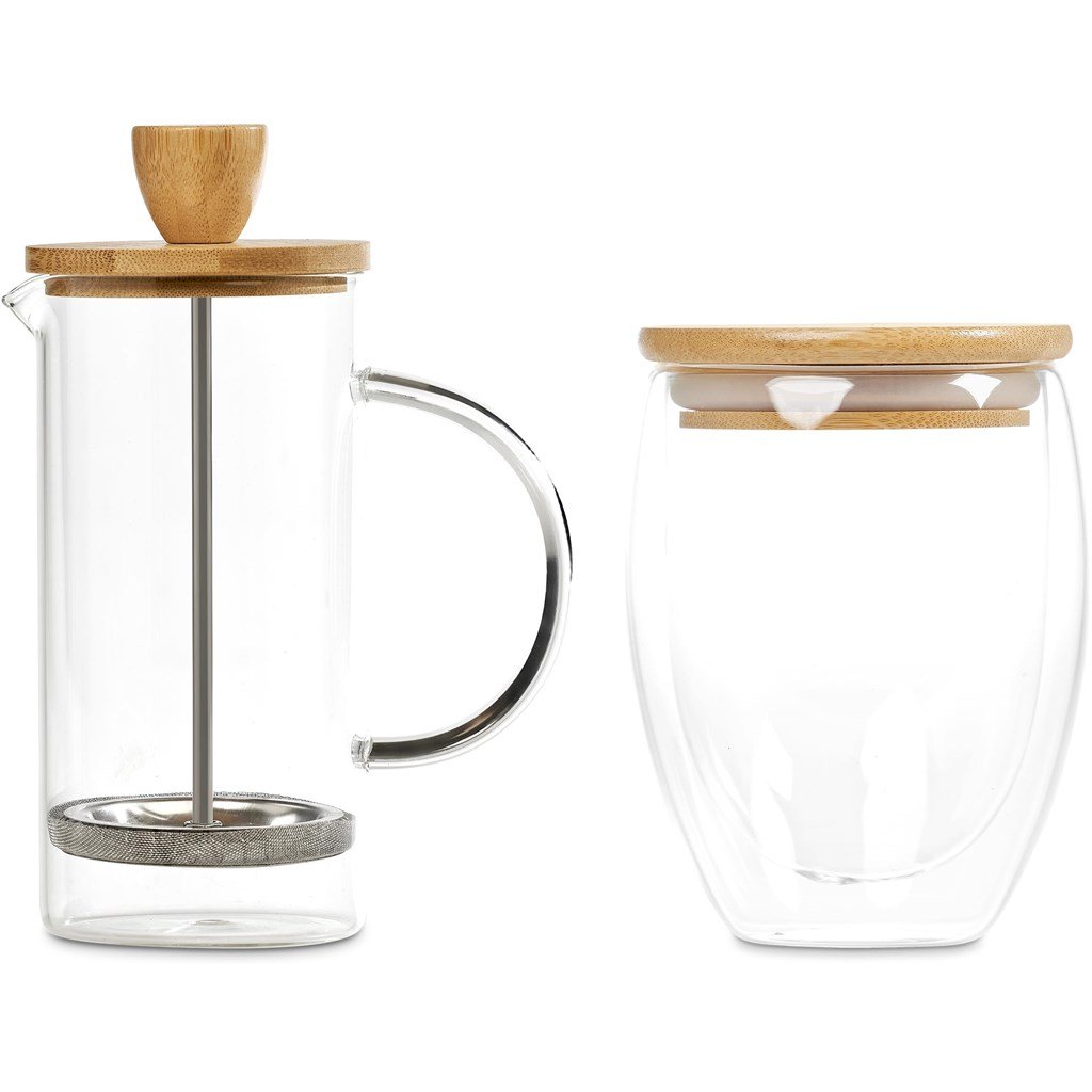 Aibo Glass & Bamboo Coffee Set