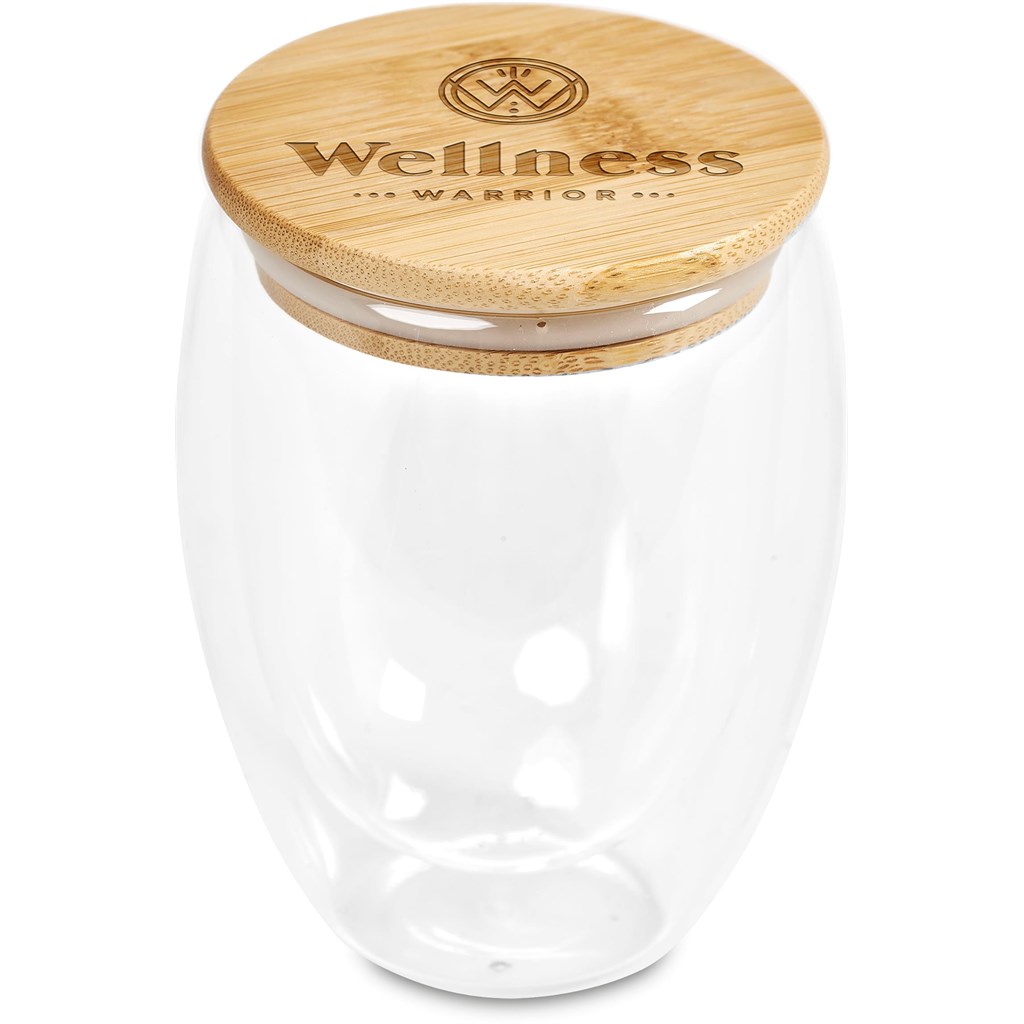 Aibo Glass & Bamboo Coffee Set