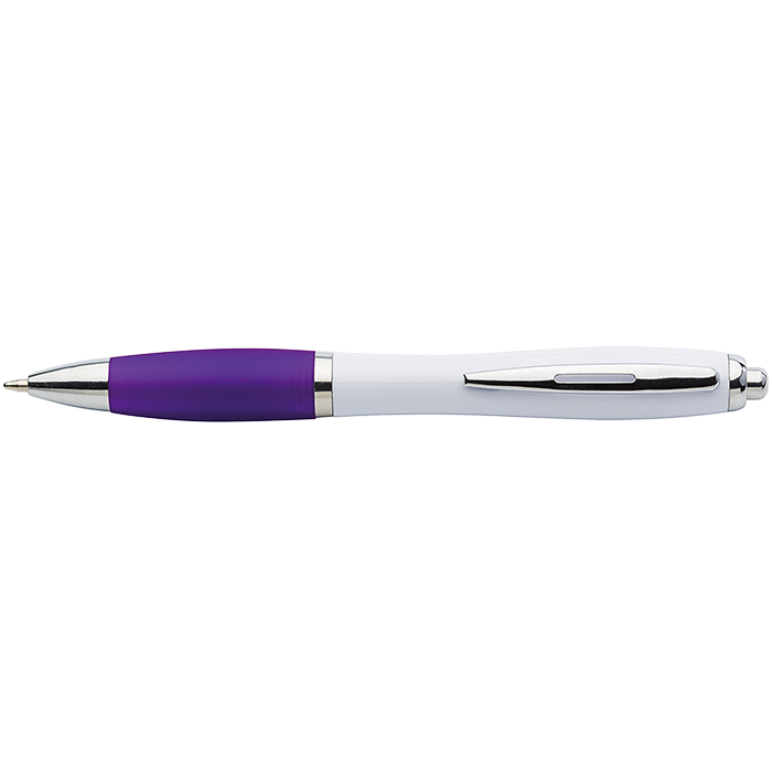 White Barrel Curved Design Ballpoint Pen