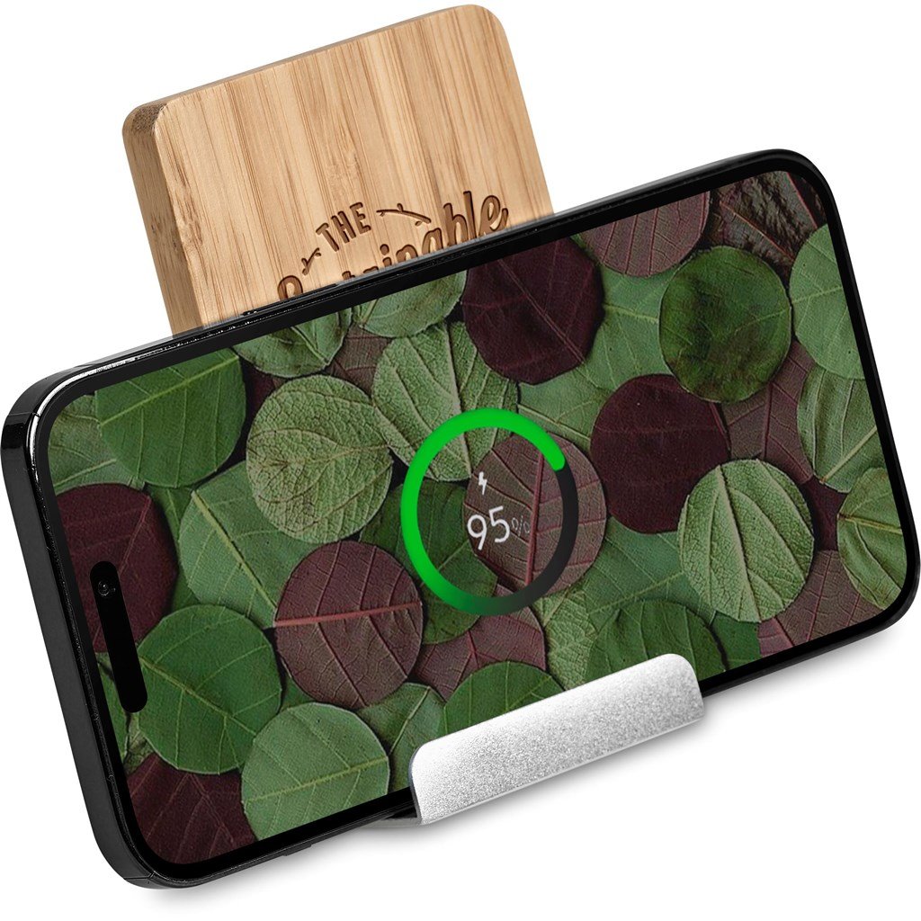 Hakka Bamboo & Recycled Aluminium Wireless Charging Phone Stand